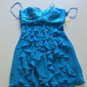 Faviana - Vibrant Blue Ruffled Dress